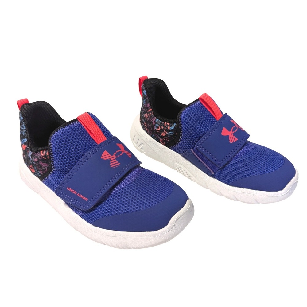 Under Armour Little Kids Size 9 Flash Running Shoes Blue Sneakers‎ Hook and Loop
